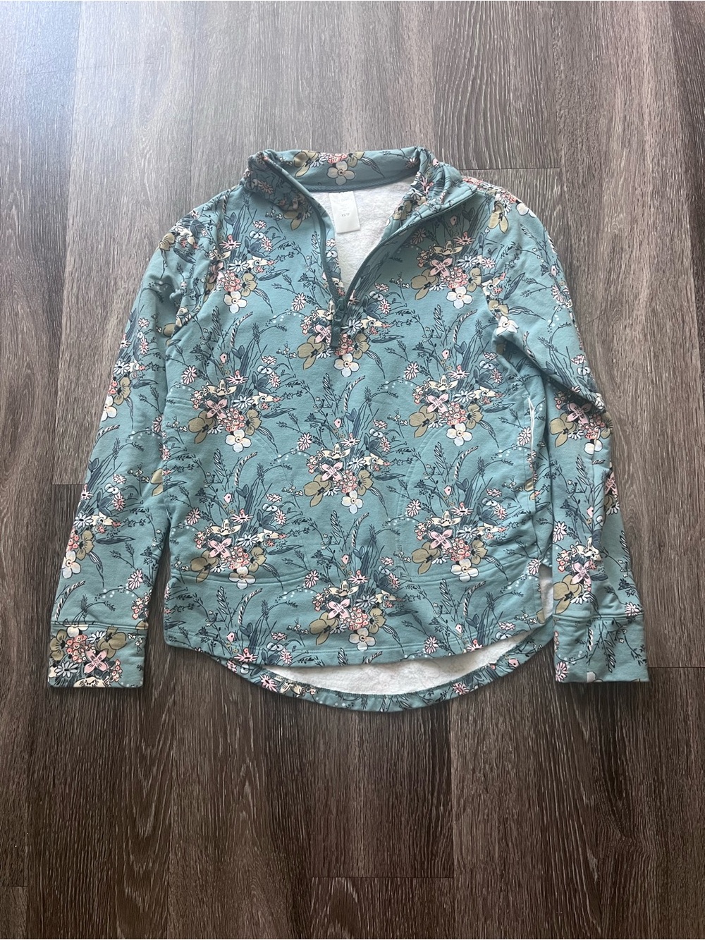 Vera Bradley French Terry floral green/blue pullover fleece sweater XS
